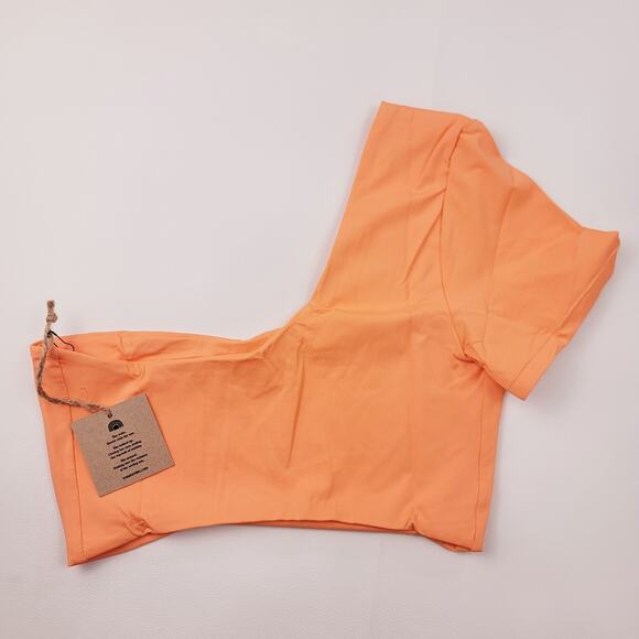 Free People x Toast Swim Signature One‎ Shoulder Bikini Top XS Nectarine Orange - Picture 2 of 4
